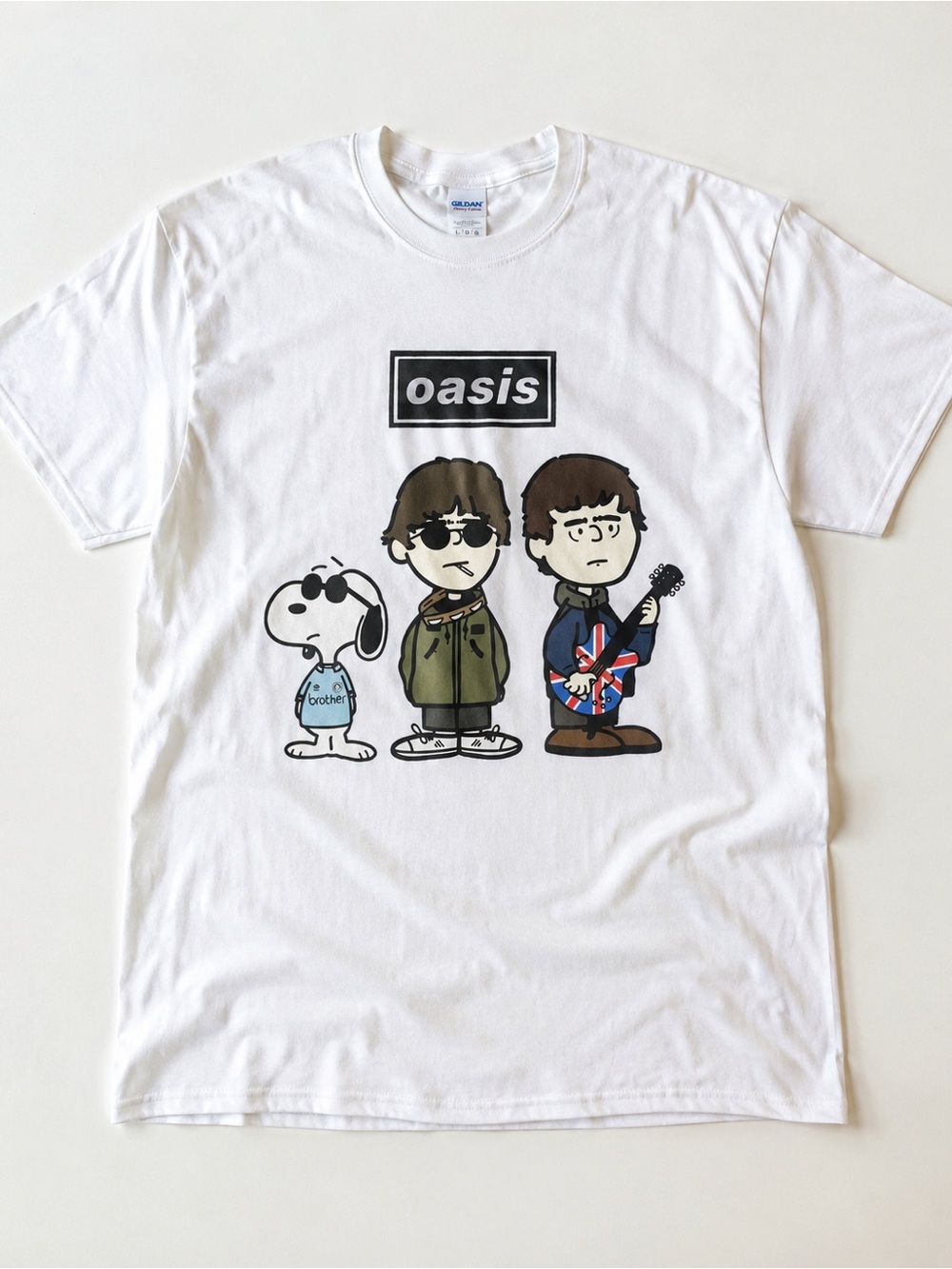Gildan White T-Shirt with Black Front Graphic